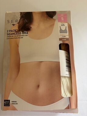 Serra 2-Pack Seamless Bras - White & Brown (S)